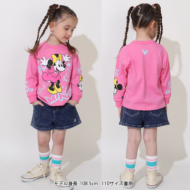 【ベビードール】ミニー ラクガキロンT 0773K / ベビーサイズ キッズ トップス 長袖 Tシャツ クルーネック カットソー 天竺素材