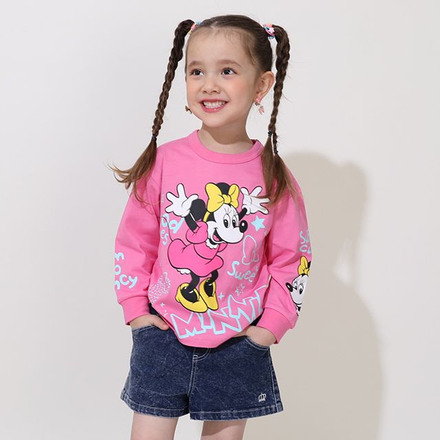 【ベビードール】ミニー ラクガキロンT 0773K / ベビーサイズ キッズ トップス 長袖 Tシャツ クルーネック カットソー 天竺素材