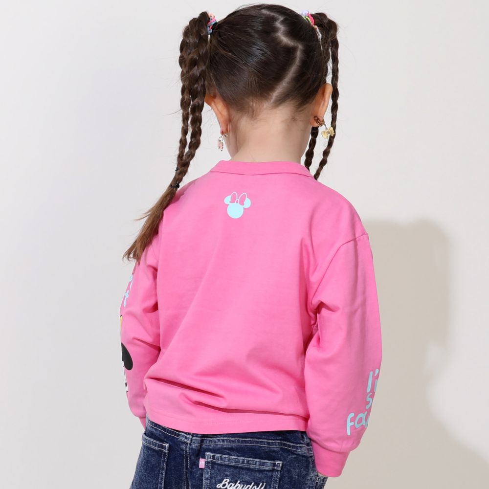 【ベビードール】ミニー ラクガキロンT 0773K / ベビーサイズ キッズ トップス 長袖 Tシャツ クルーネック カットソー 天竺素材