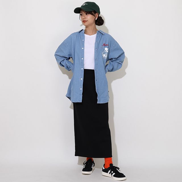 【ベビードール】ミッキー 親子お揃い 長袖デニムシャツ 0774A / 大人 ユニセックス 男女兼用 リンクコーデ ペアルック 親子コーデ トップス 長袖 シャツ 羽織り デニム