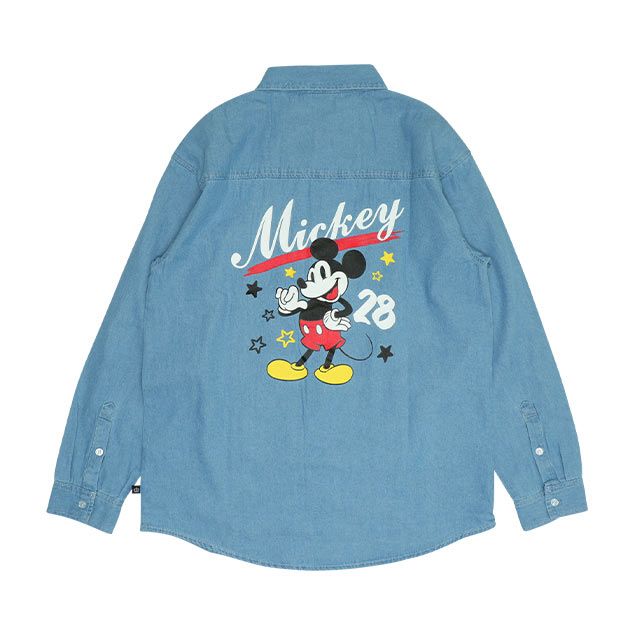 【ベビードール】ミッキー 親子お揃い 長袖デニムシャツ 0774A / 大人 ユニセックス 男女兼用 リンクコーデ ペアルック 親子コーデ トップス 長袖 シャツ 羽織り デニム