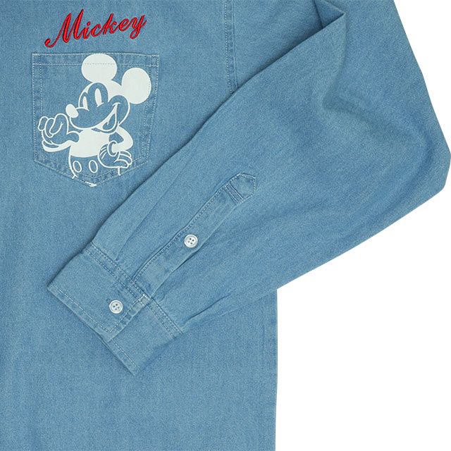 【ベビードール】ミッキー 親子お揃い 長袖デニムシャツ 0774A / 大人 ユニセックス 男女兼用 リンクコーデ ペアルック 親子コーデ トップス 長袖 シャツ 羽織り デニム