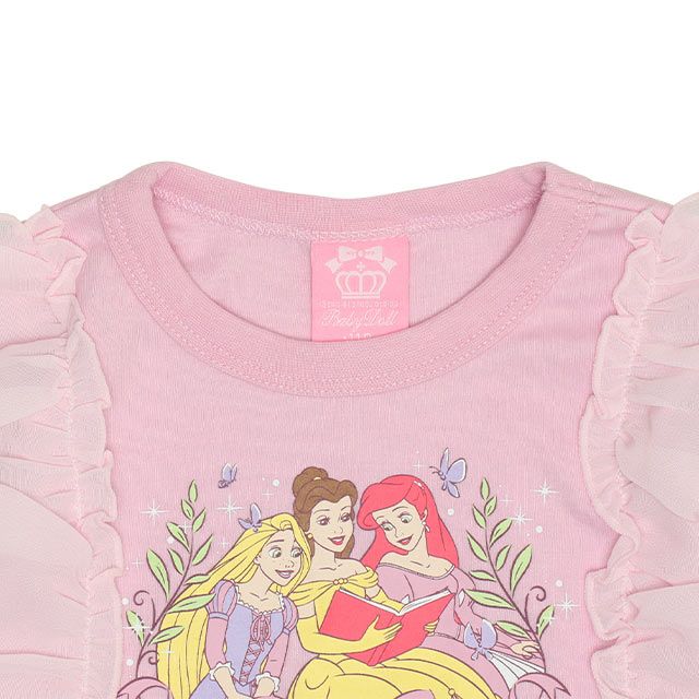 【ベビードール】アナ エルサ プリンセス / フリルドッキングワンピース 0772K / キッズ ベビーサイズ 長袖 Tシャツ チュール スカート ワンピ シフォン フリル レインボーカラー オーロラカラー 天竺素材 お姫様 ガーリー