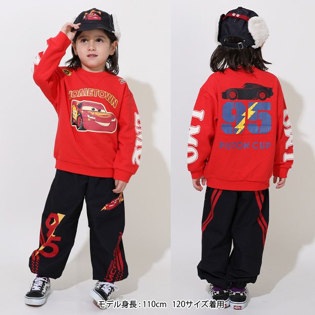 【ベビードール】カーズ 親子お揃い 袖貼り付けトレーナー 0809K / ベビーサイズ キッズ トップス 長袖 トレーナー スウェット 春秋冬 リンクコーデ ペアルック 親子コーデ