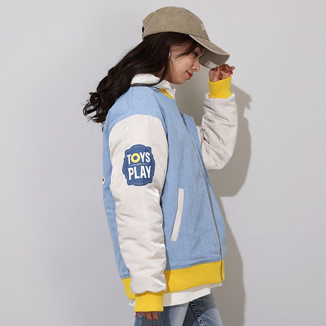 【ベビードール】トイ・ストーリー 親子お揃い MA-1ブルゾン 0824A / 大人 ユニセックス 男女兼用 リンクコーデ ペアルック 親子コーデ トップス 長袖 中綿 アウター ブルゾン ジャケット 羽織り デニム スリンキー ブルズアイ