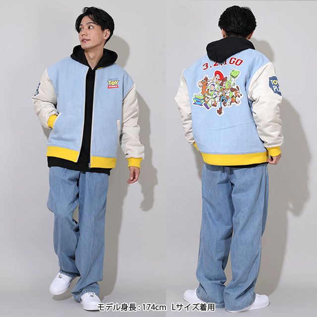 【ベビードール】トイ・ストーリー 親子お揃い MA-1ブルゾン 0824A / 大人 ユニセックス 男女兼用 リンクコーデ ペアルック 親子コーデ トップス 長袖 中綿 アウター ブルゾン ジャケット 羽織り デニム スリンキー ブルズアイ