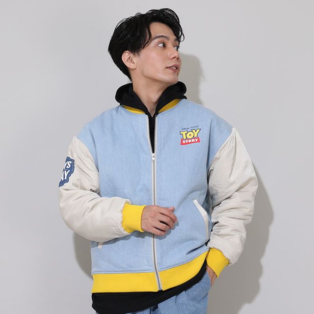 【ベビードール】トイ・ストーリー 親子お揃い MA-1ブルゾン 0824A / 大人 ユニセックス 男女兼用 リンクコーデ ペアルック 親子コーデ トップス 長袖 中綿 アウター ブルゾン ジャケット 羽織り デニム スリンキー ブルズアイ