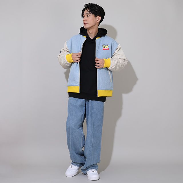 【ベビードール】トイ・ストーリー 親子お揃い MA-1ブルゾン 0824A / 大人 ユニセックス 男女兼用 リンクコーデ ペアルック 親子コーデ トップス 長袖 中綿 アウター ブルゾン ジャケット 羽織り デニム スリンキー ブルズアイ