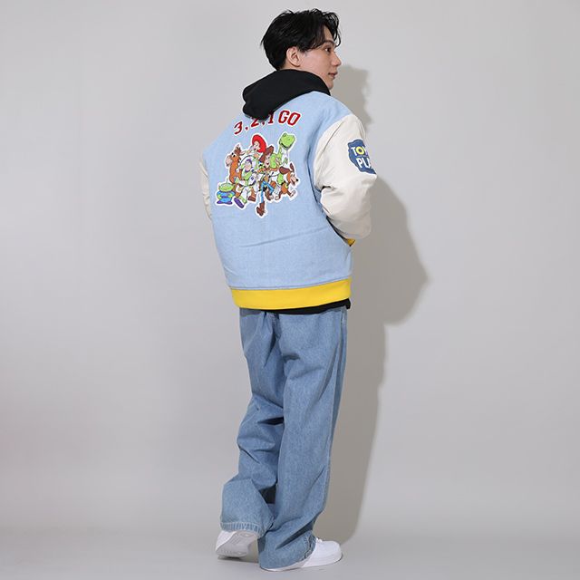 【ベビードール】トイ・ストーリー 親子お揃い MA-1ブルゾン 0824A / 大人 ユニセックス 男女兼用 リンクコーデ ペアルック 親子コーデ トップス 長袖 中綿 アウター ブルゾン ジャケット 羽織り デニム スリンキー ブルズアイ