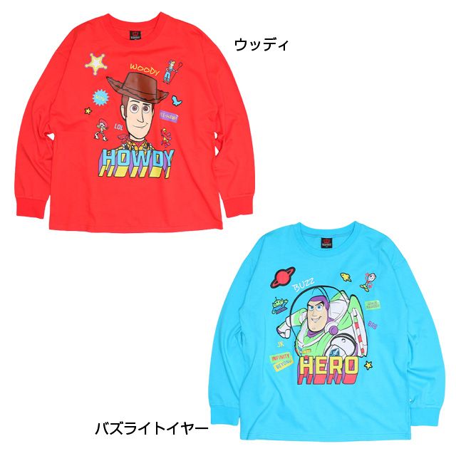 【ベビードール】バズ 親子お揃い ポップキャラクターロンT 0826A / 大人 ユニセックス 男女兼用 リンクコーデ ペアルック 親子コーデ トップス 長袖 Tシャツ クルーネック カットソー 天竺素材