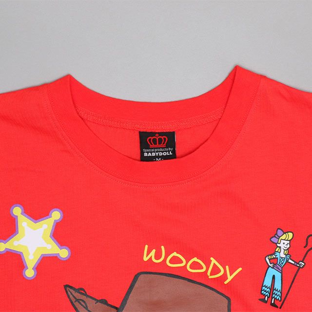 【ベビードール】ウッディ 親子お揃い ポップキャラクターロンT 0826A / 大人 ユニセックス 男女兼用 リンクコーデ ペアルック 親子コーデ トップス 長袖 Tシャツ クルーネック カットソー 天竺素材