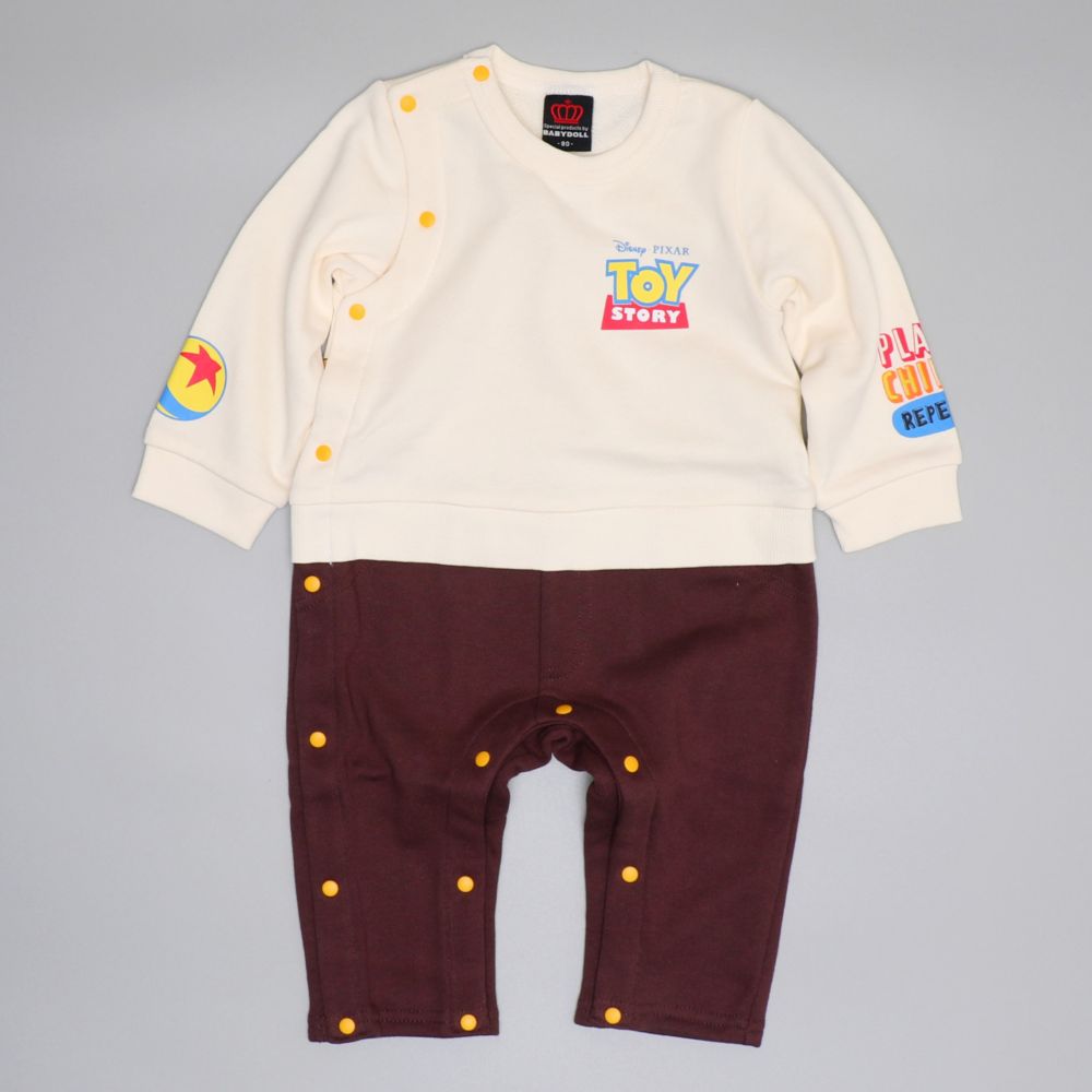 【ベビードール】トイ・ストーリー バックプリントロンパース 0827B / ベビーサイズ 赤ちゃん 出産祝い 贈り物 プレゼント ベビー服 長袖 つなぎ リンクコーデ ペアルック 親子コーデ 兄弟コーデ