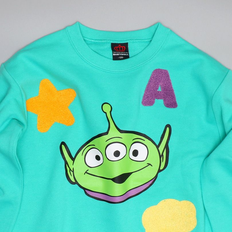 【ベビードール】リトルグリーンメン キャラクターサガラロゴトレーナー 0828K / ベビーサイズ キッズ トップス 長袖 スウェット プルオーバー 春秋冬