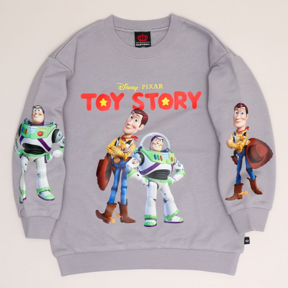 【ベビードール】ウッディ バズ 親子お揃い 袖キャラクタートレーナー 0834K / ベビーサイズ キッズ トップス 長袖 スウェット クルーネック リンクコーデ ペアルック 親子コーデ