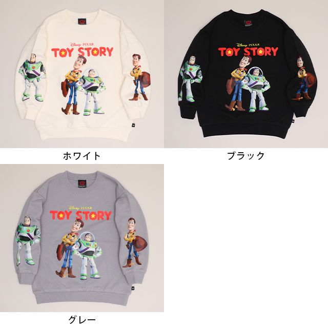 【ベビードール】ウッディ バズ 親子お揃い 袖キャラクタートレーナー 0834K / ベビーサイズ キッズ トップス 長袖 スウェット クルーネック リンクコーデ ペアルック 親子コーデ