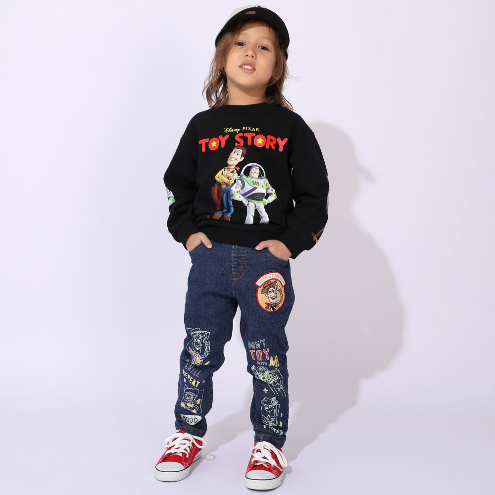 【ベビードール】ウッディ バズ 親子お揃い 袖キャラクタートレーナー 0834K / ベビーサイズ キッズ トップス 長袖 スウェット クルーネック リンクコーデ ペアルック 親子コーデ