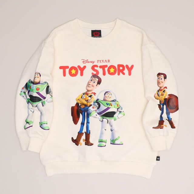 【ベビードール】ウッディ バズ 親子お揃い 袖キャラクタートレーナー 0834K / ベビーサイズ キッズ トップス 長袖 スウェット クルーネック リンクコーデ ペアルック 親子コーデ