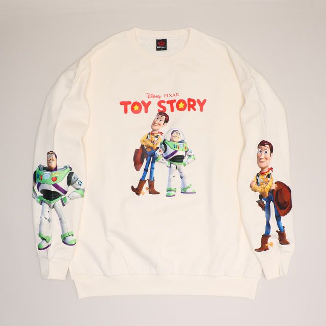 【ベビードール】ウッディ バズ 親子お揃い 袖キャラクタートレーナー 0834A / 大人 ユニセックス 男女兼用 トップス 長袖 スウェット クルーネック リンクコーデ ペアルック 親子コーデ