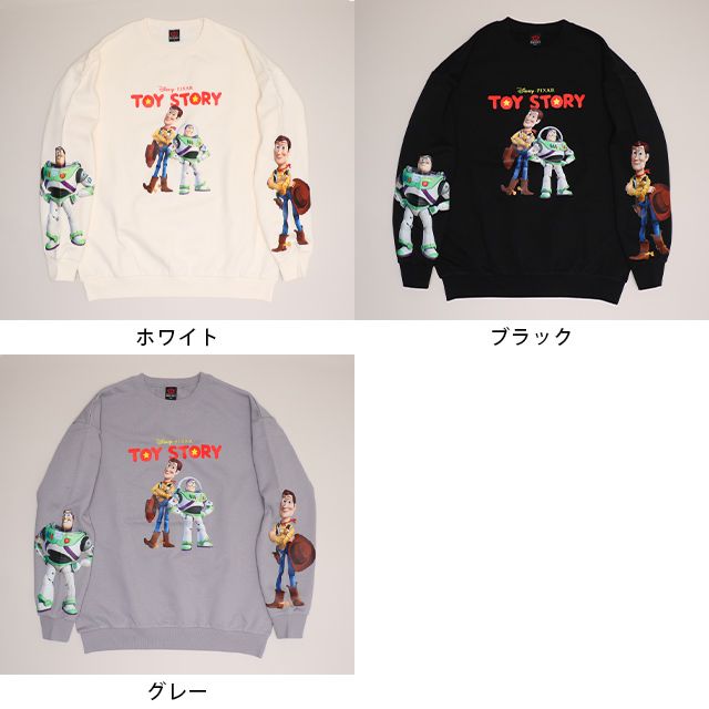 【ベビードール】ウッディ バズ 親子お揃い 袖キャラクタートレーナー 0834A / 大人 ユニセックス 男女兼用 トップス 長袖 スウェット クルーネック リンクコーデ ペアルック 親子コーデ