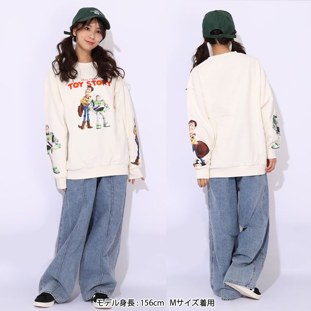 【ベビードール】ウッディ バズ 親子お揃い 袖キャラクタートレーナー 0834A / 大人 ユニセックス 男女兼用 トップス 長袖 スウェット クルーネック リンクコーデ ペアルック 親子コーデ