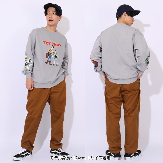 【ベビードール】ウッディ バズ 親子お揃い 袖キャラクタートレーナー 0834A / 大人 ユニセックス 男女兼用 トップス 長袖 スウェット クルーネック リンクコーデ ペアルック 親子コーデ