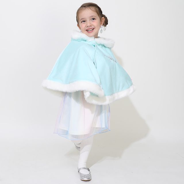 【ベビードール】アナ エルサ プリンセス / ケープ 1230K / ベビーサイズ キッズサイズ トップス アウター ポンチョ マント 羽織り フード付き ふわふわ もこもこ あったか 防寒