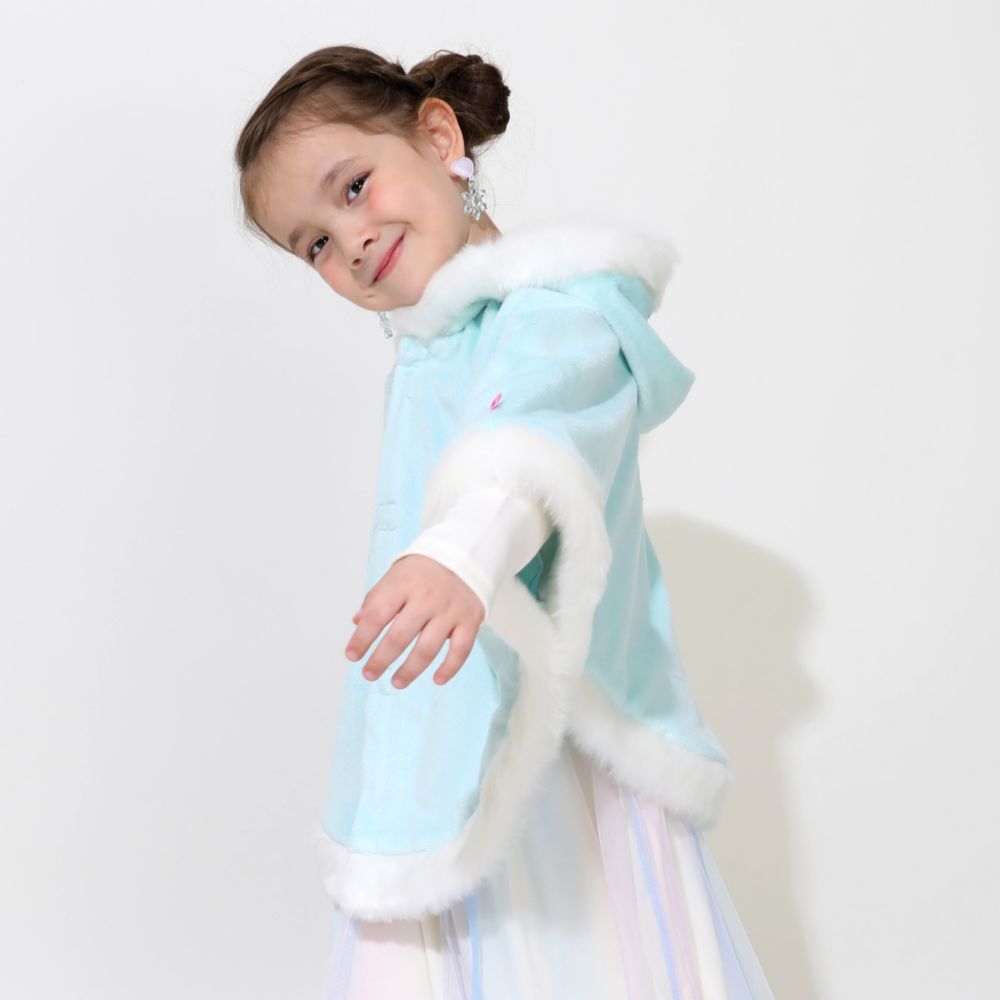 【ベビードール】アナ エルサ プリンセス / ケープ 1230K / ベビーサイズ キッズサイズ トップス アウター ポンチョ マント 羽織り フード付き ふわふわ もこもこ あったか 防寒