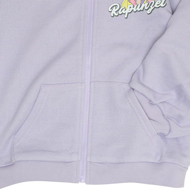 【ベビードール】アナ エルサ プリンセス / ラメジップパーカー 0864K / キッズ ベビーサイズ 長袖 ライトアウター 羽織り スウェット パーカー ラインストーン ラメ キラキラ フリル ボリューム袖 カンガルーポケット シワになりにくい ガーリー