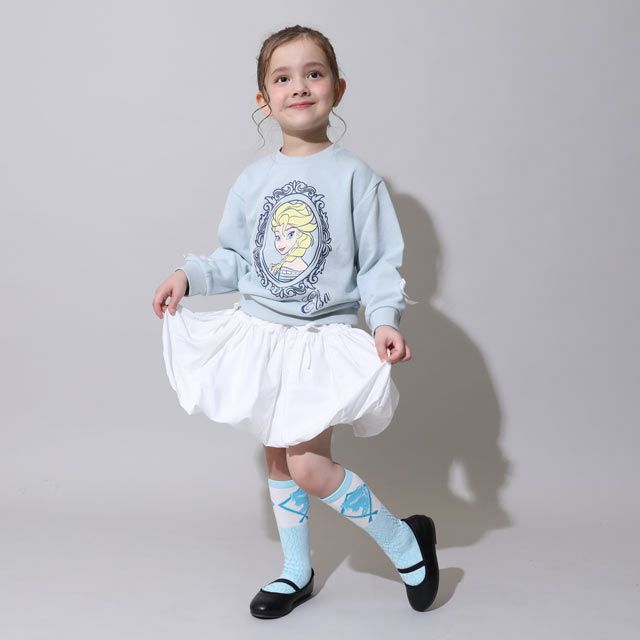 【ベビードール】エルサ プリンセス / ラメトレーナー 0865K / キッズサイズ トップス 長袖 トレーナー スウェット リボン付き キラキラ ラメ ガーリー ガールズコーデ