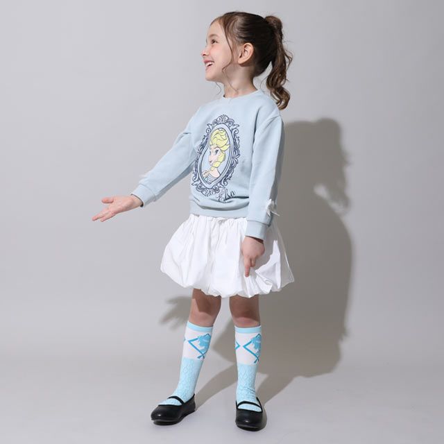 【ベビードール】エルサ プリンセス / ラメトレーナー 0865K / キッズサイズ トップス 長袖 トレーナー スウェット リボン付き キラキラ ラメ ガーリー ガールズコーデ