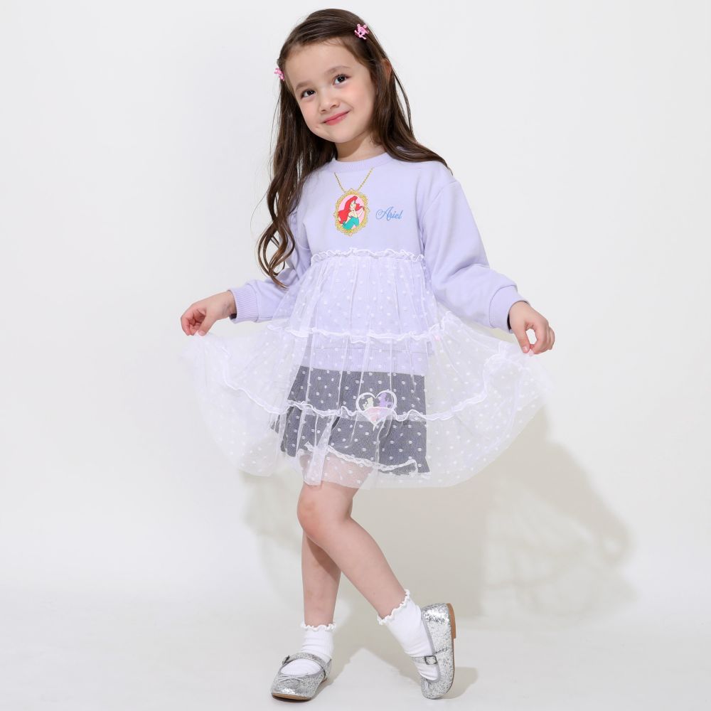【ベビードール】アリエル プリンセス / チュールトレーナー 0863K / キッズサイズ トップス 長袖 トレーナー スウェット ワンピース ガーリー ガールズコーデ 春秋冬