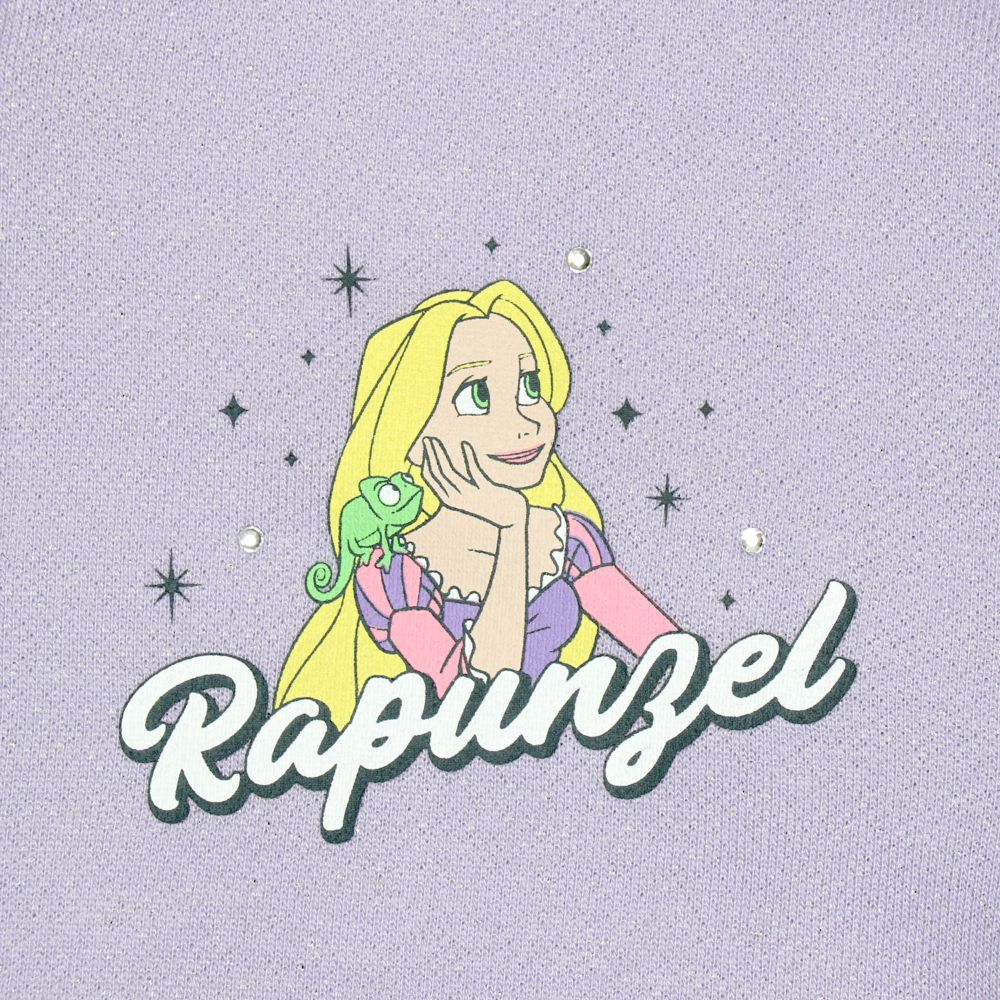 【ベビードール】ラプンツェル プリンセス / ラメジップパーカー 0864K / キッズ ベビーサイズ 長袖 ライトアウター 羽織り スウェット パーカー ラインストーン ラメ キラキラ フリル ボリューム袖 カンガルーポケット シワになりにくい ガーリー