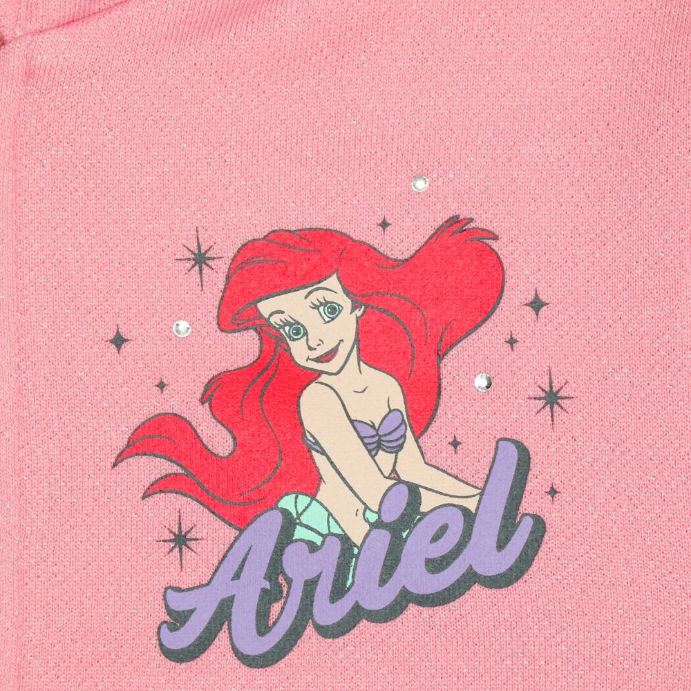 【ベビードール】アリエル プリンセス / ラメジップパーカー 0864K / キッズ ベビーサイズ 長袖 ライトアウター 羽織り スウェット パーカー ラメ ラインストーン キラキラ フリル ボリューム袖 カンガルーポケット シワになりにくい ガーリー