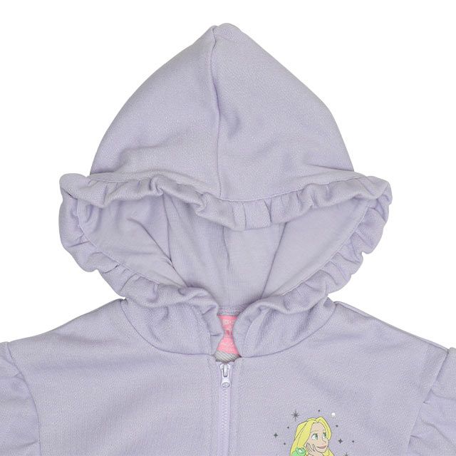 【ベビードール】アリエル プリンセス / ラメジップパーカー 0864K / キッズ ベビーサイズ 長袖 ライトアウター 羽織り スウェット パーカー ラメ ラインストーン キラキラ フリル ボリューム袖 カンガルーポケット シワになりにくい ガーリー