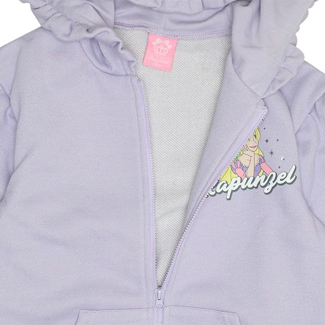 【ベビードール】アリエル プリンセス / ラメジップパーカー 0864K / キッズ ベビーサイズ 長袖 ライトアウター 羽織り スウェット パーカー ラメ ラインストーン キラキラ フリル ボリューム袖 カンガルーポケット シワになりにくい ガーリー