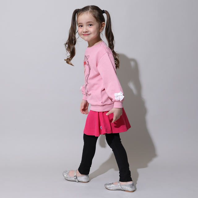 【ベビードール】アリエル プリンセス / ラメトレーナー 0865K / キッズサイズ トップス 長袖 トレーナー スウェット リボン付き キラキラ ラメ ガーリー ガールズコーデ