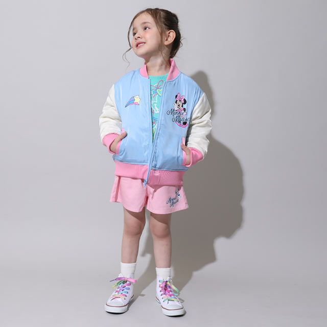 【ベビードール】ミニー 親子お揃い MA-1ブルゾン 0866K / ベビーサイズ キッズ リンクコーデ ペアルック 親子コーデ トップス 長袖 アウター ブルゾン ジャケット 羽織り 中綿 防寒