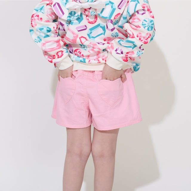 【ベビードール】ミニー フリルショートパンツ 0867K / ベビーサイズ キッズ ボトムス 短パン ウエスト総ゴム ゴム穴付 ベルトループあり オールシーズン フェイクボタン