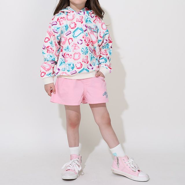 【ベビードール】ミニー フリルショートパンツ 0867K / ベビーサイズ キッズ ボトムス 短パン ウエスト総ゴム ゴム穴付 ベルトループあり オールシーズン フェイクボタン