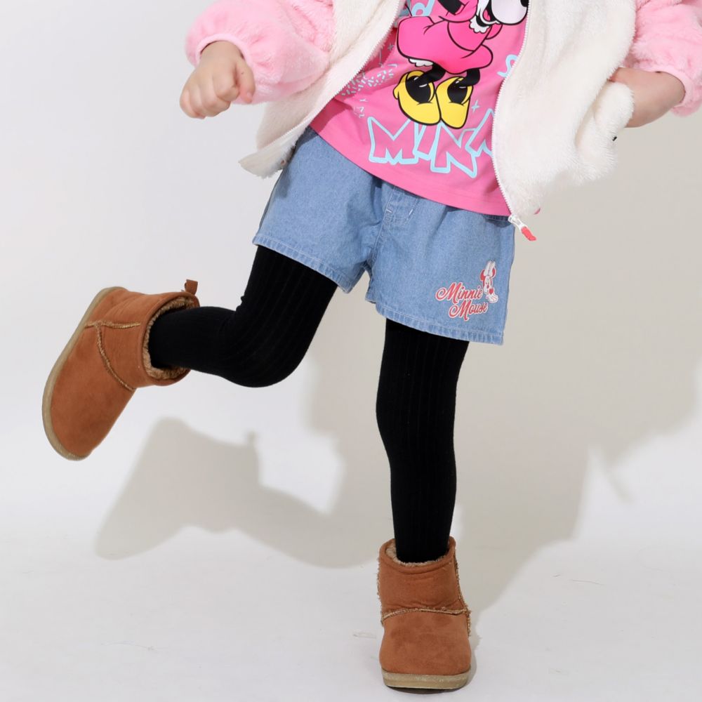 【ベビードール】ミニー フリルショートパンツ 0867K / ベビーサイズ キッズ ボトムス 短パン ウエスト総ゴム ゴム穴付 ベルトループあり オールシーズン フェイクボタン