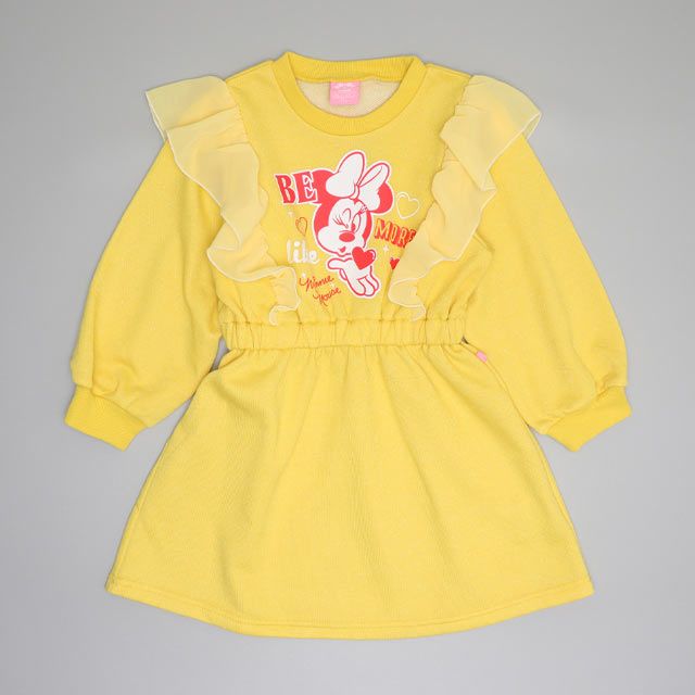 【ベビードール】ミニー フリルラメワンピース 0868K / ベビーサイズ キッズ トップス ボトムス ワンピース 長袖 ボリューム袖 スカート スウェット ウエストゴム キラキラ ラメ ガーリー