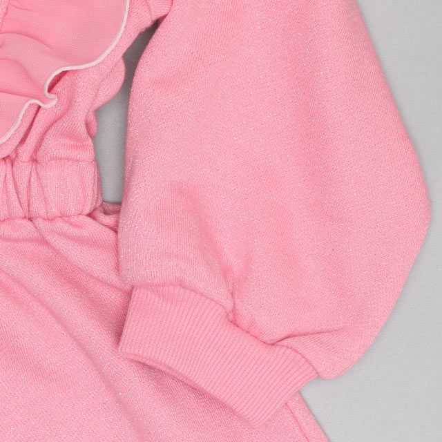 【ベビードール】ミニー フリルラメワンピース 0868K / ベビーサイズ キッズ トップス ボトムス ワンピース 長袖 ボリューム袖 スカート スウェット ウエストゴム キラキラ ラメ ガーリー