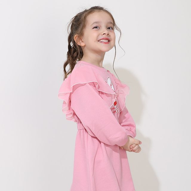 【ベビードール】ミニー フリルラメワンピース 0868K / ベビーサイズ キッズ トップス ボトムス ワンピース 長袖 ボリューム袖 スカート スウェット ウエストゴム キラキラ ラメ ガーリー