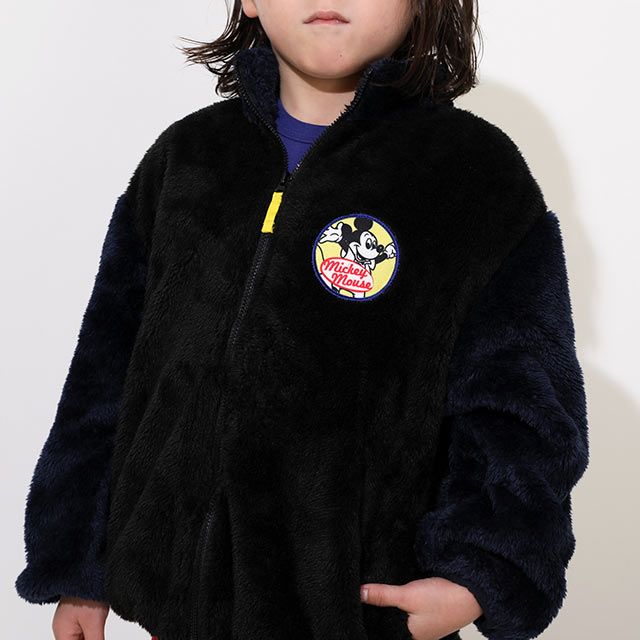 【ベビードール】ミッキー 【合体】ボアジャケット 0895K / ベビーサイズ キッズ トップス 長袖 アウター 羽織り ブルゾン もこもこ 別売のウィンドブレーカーとドッキング（合体）してさらにあったか