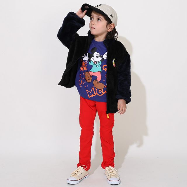 【ベビードール】ミッキー 【合体】ボアジャケット 0895K / ベビーサイズ キッズ トップス 長袖 アウター 羽織り ブルゾン もこもこ 別売のウィンドブレーカーとドッキング（合体）してさらにあったか