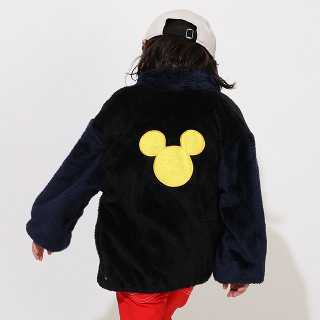 【ベビードール】ミッキー 【合体】ボアジャケット 0895K / ベビーサイズ キッズ トップス 長袖 アウター 羽織り ブルゾン もこもこ 別売のウィンドブレーカーとドッキング（合体）してさらにあったか