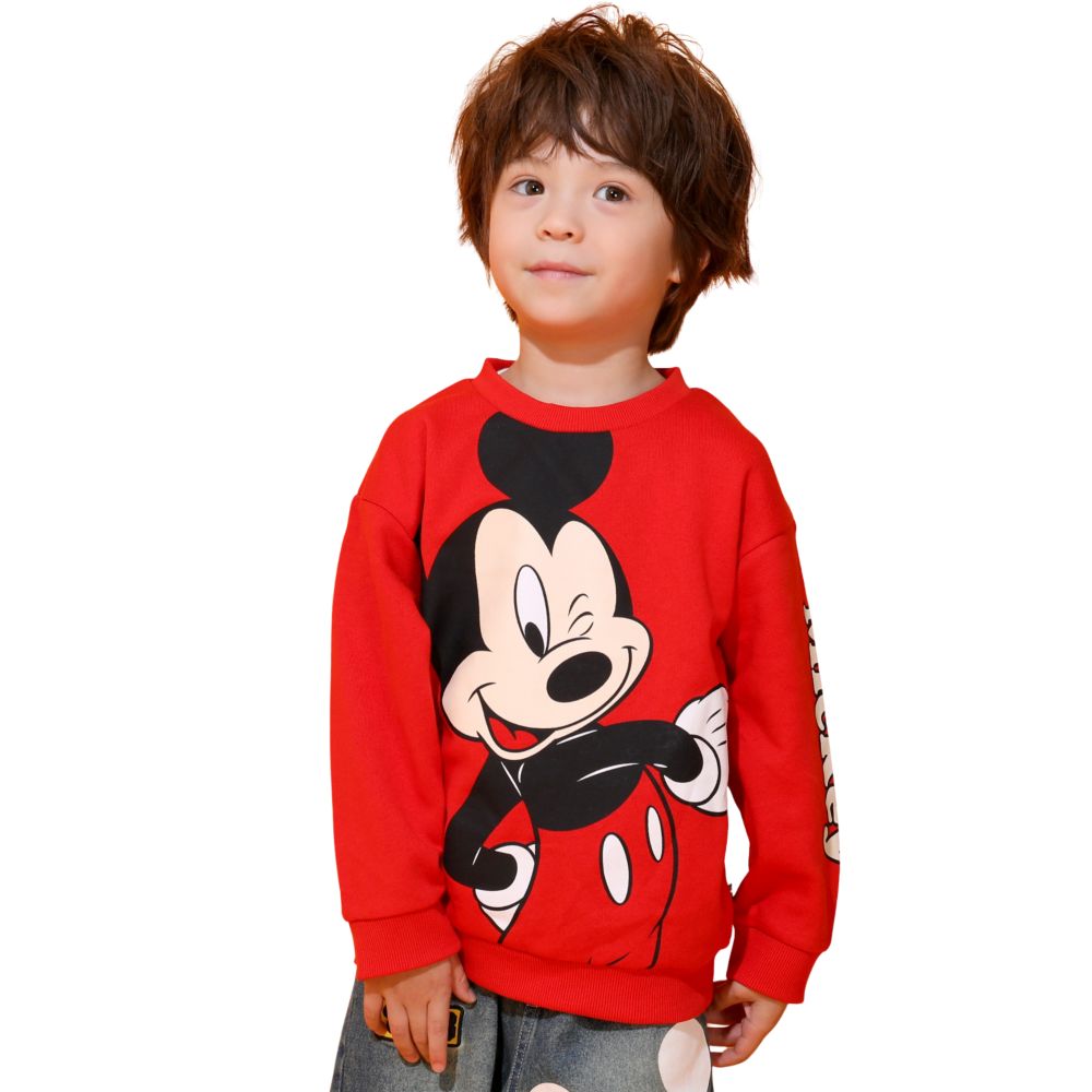 【ベビードール】ミッキー 親子お揃い BIGフェイストレーナー 0897K / ベビーサイズ キッズ リンクコーデ ペアルック 親子コーデ トップス 長袖 クルーネック スウェット