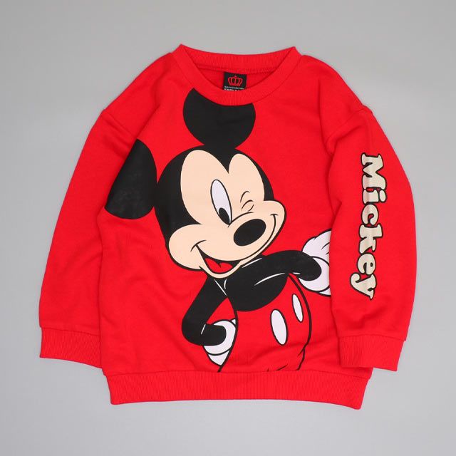 【ベビードール】ミッキー 親子お揃い BIGフェイストレーナー 0897K / ベビーサイズ キッズ リンクコーデ ペアルック 親子コーデ トップス 長袖 クルーネック スウェット