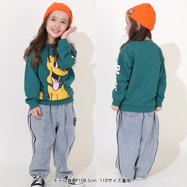 【ベビードール】ミニー 親子お揃い BIGフェイストレーナー 0897K / ベビーサイズ キッズ リンクコーデ ペアルック 親子コーデ トップス 長袖 クルーネック スウェット