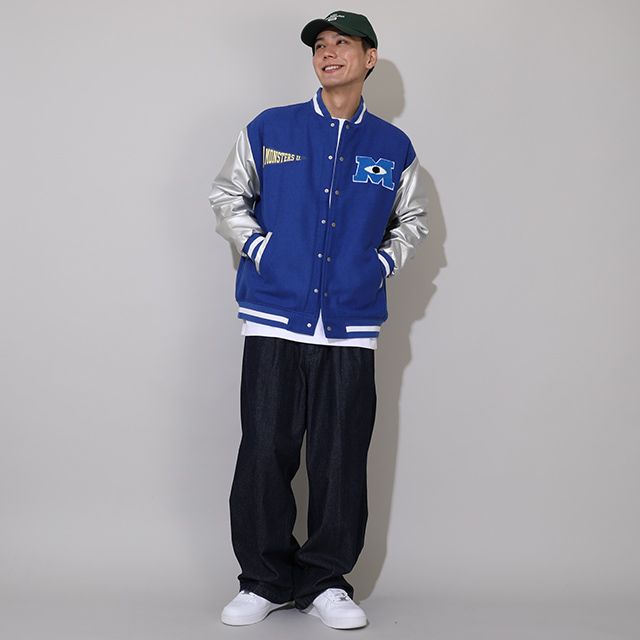 【ベビードール】モンスターズ・ユニバーシティ 親子お揃い スタジャン 0899A / 大人 ユニセックス 男女兼用 リンクコーデ ペアルック 親子コーデ トップス 長袖 アウター ジャンパー ジャケット ブルゾン 羽織り 中綿入り